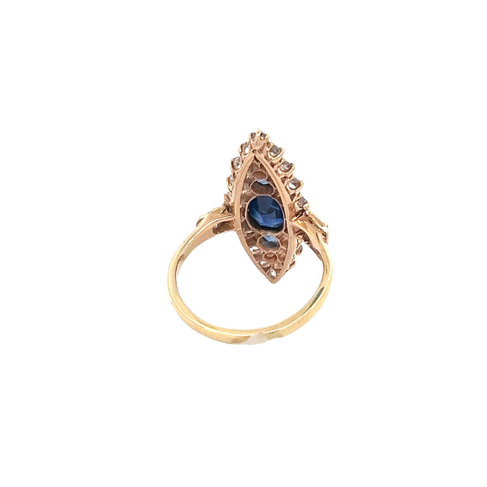 Edwardian Sapphire and Diamond Ring | 18K Rose Gold